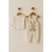 Salopeta tricotata pentru bebelusi - cute rabbit bbl7