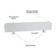 Set 2 Paravane Detasabile Protectie Pat Copii - Alb 70 X 18 Cm - Cleme 16 Mm - Pc-p-2-par-18-16