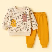 Set bluzita si pantaloni karacon baby din bumbac 100% cu ursuleti bbl55
