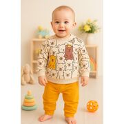 Set bluzita si pantaloni karacon baby din bumbac 100% cu ursuleti bbl55