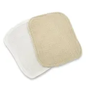 Set de 2 lavete, Qmini, Din bambus si muselina, Pentru ingrijirea corpului bebelusului, Materiale certificate Oeko Tex Standard 100, Beige Cream si Warm Beige BYN6426972029957