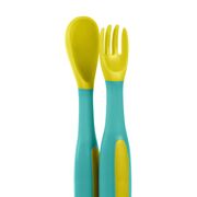 Set lingurita si furculita flexibile baboo - galben verde, 6 luni+ ba10-045