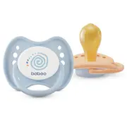 Suzeta rotunda din latex calmy baboo - bleu, 2 bucati, 6 luni+ ba5-048