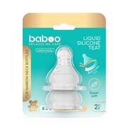Tetina din silicon baboo - gat stramt, debit rapid, 2 bucati, 6 luni+ ba4-008