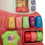 Antemergator 5 in 1 Magic Train, Free2Move, Cu diverse activitati de joaca, Panou Educational, Efecte sonore si luminoase, Pink BYN86441