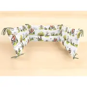Aparatoare pentru patut, Qmini, Din bumbac certificat Oeko Tex Standard 100, 180x30 cm, Cu panglici, Fox on bikes Natural BYN6426972030502