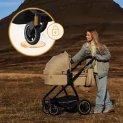 Carucior 2 in 1, Lionelo, Meril, Cu landou si scaun cu dimensiune XL, Reversibil, Cu sistem de ventilatie 3D, Cu accesorii, Pana la 22 kg, De la nastere, Conform cu EN1888-1 EN1888-2, EN1466, Bej BYNLO-MERIL_2IN1_BEIGE_SAND