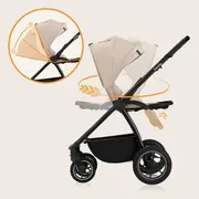 Carucior 2 in 1, Lionelo, Meril, Cu landou si scaun cu dimensiune XL, Reversibil, Cu sistem de ventilatie 3D, Cu accesorii, Pana la 22 kg, De la nastere, Conform cu EN1888-1 EN1888-2, EN1466, Bej BYNLO-MERIL_2IN1_BEIGE_SAND