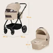 Carucior 2 in 1, Lionelo, Meril, Cu landou si scaun cu dimensiune XL, Reversibil, Cu sistem de ventilatie 3D, Cu accesorii, Pana la 22 kg, De la nastere, Conform cu EN1888-1 EN1888-2, EN1466, Bej BYNLO-MERIL_2IN1_BEIGE_SAND