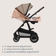 Carucior 3 in 1, Lionelo, Amber, Landou intarit, Scoica auto testata ADAC, Reversibil, Cu accesorii, Geanta parinti, Pana la 22 kg, Bej BYNLO-AMBER_3IN1_BEIGE_SAND