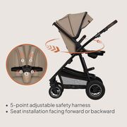 Carucior 3 in 1, Lionelo, Amber, Landou intarit, Scoica auto testata ADAC, Reversibil, Cu accesorii, Geanta parinti, Pana la 22 kg, Bej BYNLO-AMBER_3IN1_BEIGE_SAND