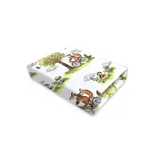 Cearceaf cu elastic, Qmini, Pentru patut co-sleeper, Leonie, Dimensiune 83 x 50 cm, Din bumbac certificat Oeko Tex Standard 100, Fox on bikes Natural BYN6426972030564