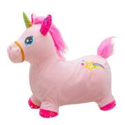 Jucarie gonflabila de plus cu sunete, Baby Mix, In forma de unicorn, Husa moale detasabila, Cu pompa inclusa, Pana la 70 kg, 36 luni+, Pink BYN56430