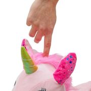 Jucarie gonflabila de plus cu sunete, Baby Mix, In forma de unicorn, Husa moale detasabila, Cu pompa inclusa, Pana la 70 kg, 36 luni+, Pink BYN56430