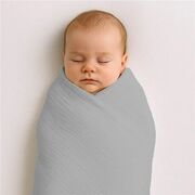 Paturica bebe, New Baby, 70x100 cm, Din muselina, 100% bumbac certificat Oeko Tex Standard 100, Grey BYN59008