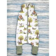 Sac de dormit, Qmini, Cu picioruse, De iarna, Din bumbac certificat Oeko Tex Standard 100, Cu fermoar, 103 cm, M, Fox on bikes Natural BYN6426972030601