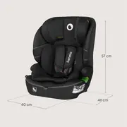 Scaun auto i-Size, Lionelo, Billy , 76 - 150 cm, 1/2/3, Isofix + top tether, Tetiera reglabila in 10 pozitii, Insertie ergonomica, Tapiterie lavabila, Testat la impact, Baza lata, Conform cu R129, Negru BYNLO-BILLY_I-SIZE_BLACK_CARBON