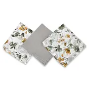 Set 3 museline, MimiNu, Multifunctionale, Din bumbac certificat Oeko Tex Standard 100, 30x30 cm, Botanica si Grey BYN6426972030649