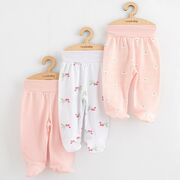 Set 3 piese, New Baby, Classic II, Include 3 perechi de pantalonasi cu botosei, Marime 50, Din bumbac 100%, Pink BYN58643
