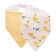 Set bavete bandana, Petite&Mars, Luke, 2 bucati, Bumbac 100% natural, Reglabila cu capse, 3 luni+, Protectie hainute, Bej/Ocru BYN412819