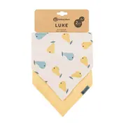 Set bavete bandana, Petite&Mars, Luke, 2 bucati, Bumbac 100% natural, Reglabila cu capse, 3 luni+, Protectie hainute, Bej/Ocru BYN412819