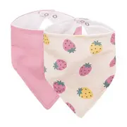 Set bavete bandana, Petite&Mars, Luke, 2 bucati, Bumbac 100% natural, Reglabila cu capse, 3 luni+, Protectie hainute, Bej/Roz BYN412820