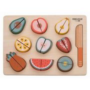 Set fructe feliate, Free2Play, Cu inchidere velcro, Din lemn, 20 piese, Multicolor BYN85130