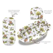 Set pentru landou/cosulet, Qmini, Cu protectie, saltea si pernuta, Din bumbac certificat Oeko Tex Standard 100, Fox on bikes Natural BYN6426972030595