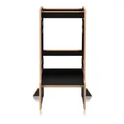 Turn de invatare Montessori, Lionelo, Cass, Functie de raft pentru carti, Pana la 30 kg, 12 luni - 6 ani, Din MDF si furnir, 3 trepte de inaltime, Negru BYNLO-CASS_BLACK_ONYX