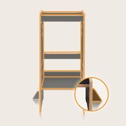 Turn de invatare Montessori, Lionelo, Cass, Functie de raft pentru carti, Pana la 30 kg, 12 luni - 6 ani, Din MDF si furnir, 3 trepte de inaltime, Negru BYNLO-CASS_BLACK_ONYX