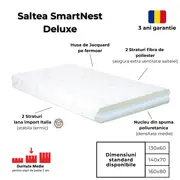 Saltea SmartNest Cu Lana 5 Straturi 180 X 80 x 14 Cm, Husa Jacquard Deluxe - ASC6427968007768