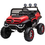 Masinuta electrica Chipolino OffRoad Mercedes Unimog cu scaun din piele si roti EVA red HUBELJMUNIM02R