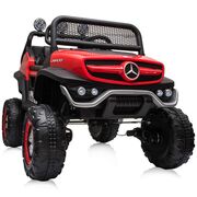 Masinuta electrica Chipolino OffRoad Mercedes Unimog cu scaun din piele si roti EVA red HUBELJMUNIM02R