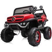 Masinuta electrica Chipolino OffRoad Mercedes Unimog cu scaun din piele si roti EVA red HUBELJMUNIM02R