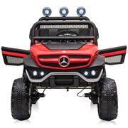 Masinuta electrica Chipolino OffRoad Mercedes Unimog cu scaun din piele si roti EVA red HUBELJMUNIM02R