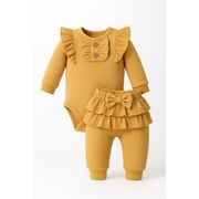 Set bebelusi 2 piese – body cu volanase si pantaloni cu fundita bbl21