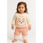 Set pufos cu bluzita si pantaloni pentru bebelusi - pink rabbit bbl13-1