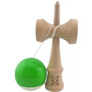 Kendama X 18 cm cu bilă cauciucată Verde/Alb – lemn natural, design premium, joc de dexteritate - ASC6427968007706