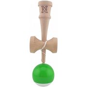 Kendama X 18 cm cu bilă cauciucată Verde/Alb – lemn natural, design premium, joc de dexteritate - ASC6427968007706