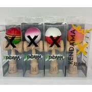 Kendama X 18 cm cu bilă cauciucată Verde/Alb – lemn natural, design premium, joc de dexteritate - ASC6427968007706