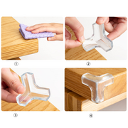 Protectie colturi mobila, trei laturi, transparent, 4 buc