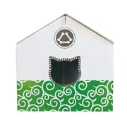 Casuta pentru pisici, din carton, alb verde