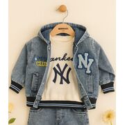 Costum baietel din denim forever club, 3 piese – jacheta cu gluga, bluza si pantaloni comozi trmb3016