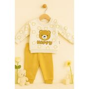 Costumas bebelusi happy bear crem-galben | confort & design premium trmb654