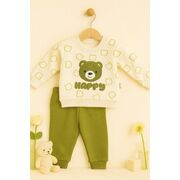 Costumas bebelusi happy bear crem-verde| confort & design premium trmd654