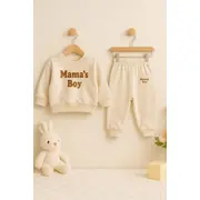 Costumas ivoire pentru baietei 2 piese - mama's boy trmb929