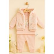 Costumas roz bebelusi cu vesta pufoasa si fundite – set calduros hippil trmd5154