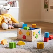 Joc de sortare forme geometrice, din lemn, pentru copii 1 an+, goki - jucarii educative