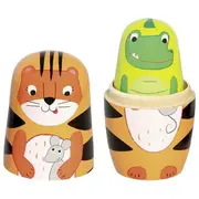 Papusi matrioska, cu animalute, de lemn, copii 3 ani+, set 5 buc, goki