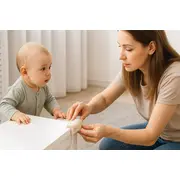 Protectie colturi mobila, din spuma, culoarea lemnului alb